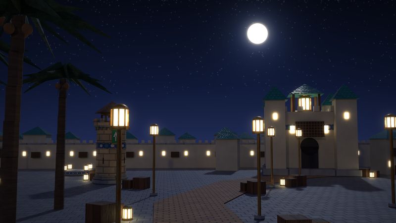 Lantern City at night